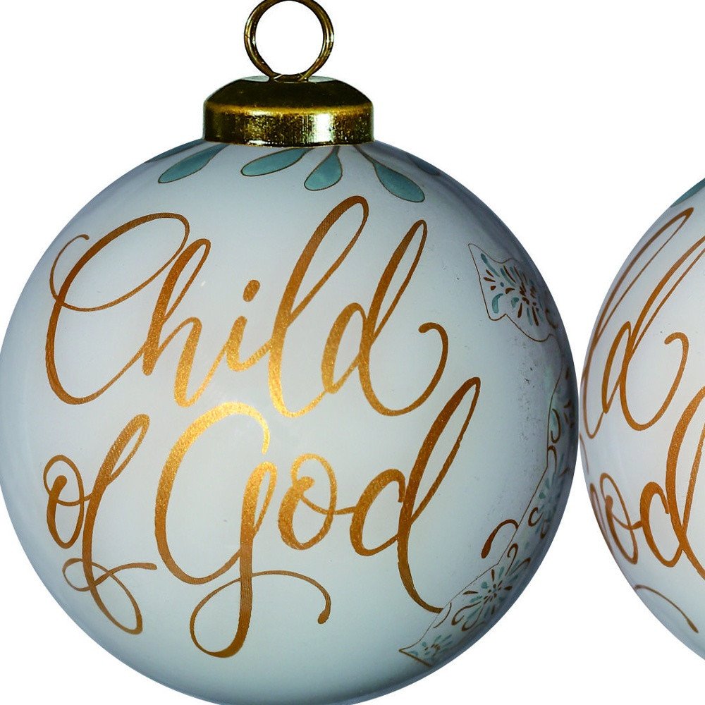 Yellow And White Glass Ball Ornament
