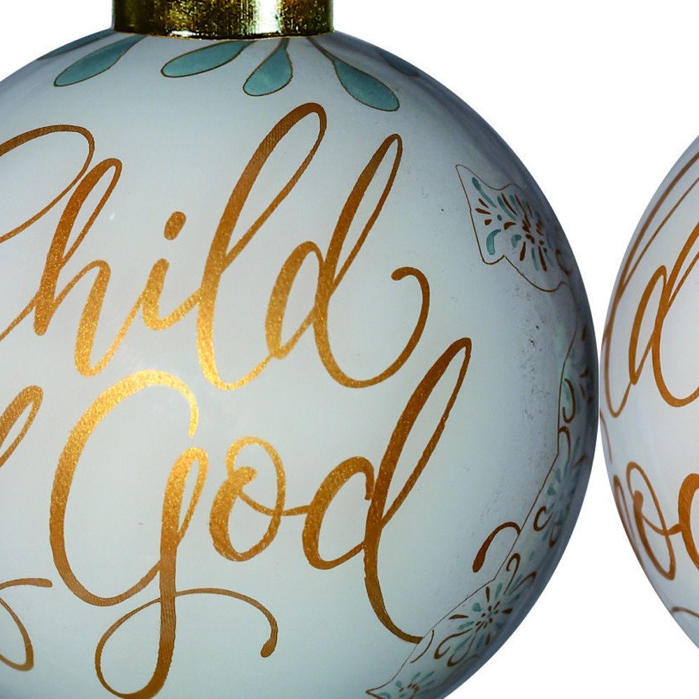 Yellow And White Glass Ball Ornament
