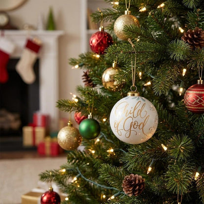 Yellow And White Glass Ball Ornament