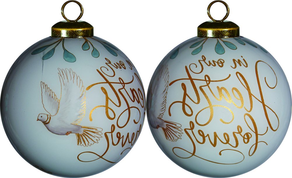 Yellow And White Glass Ball Ornament