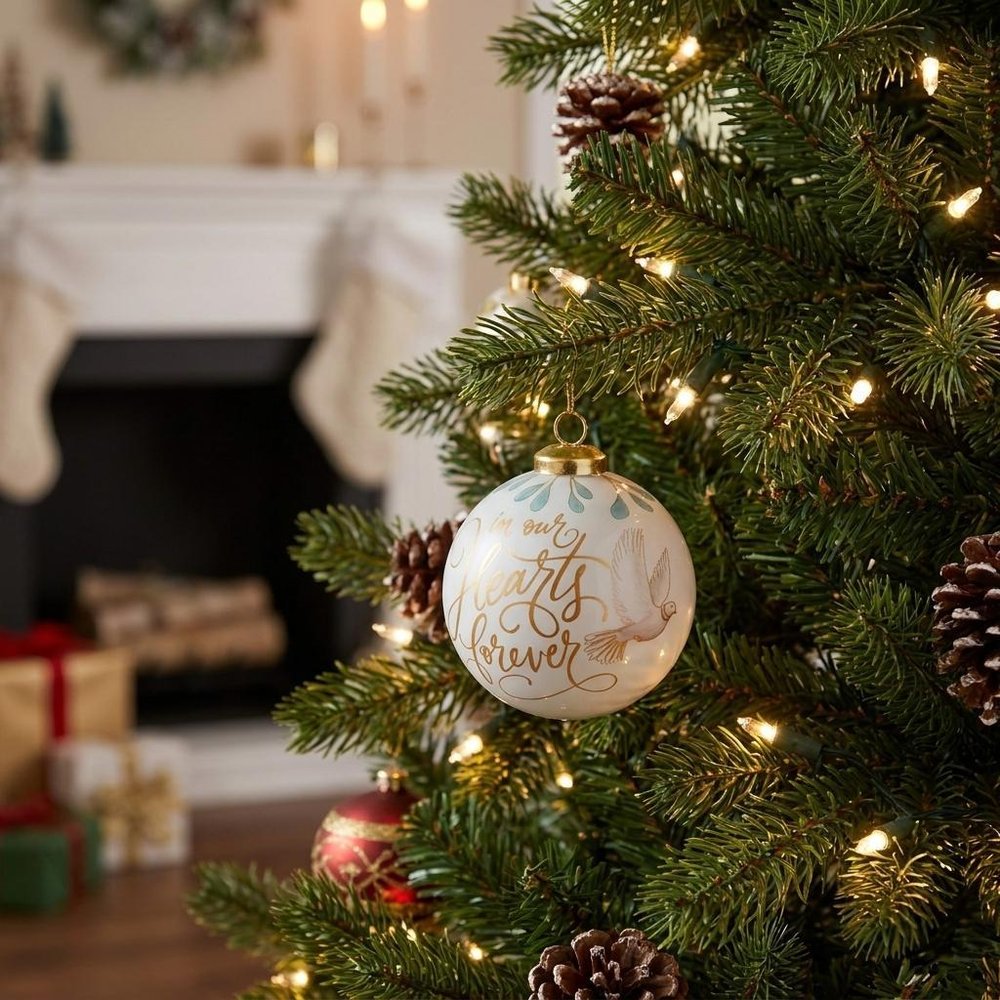 Yellow And White Glass Ball Ornament
