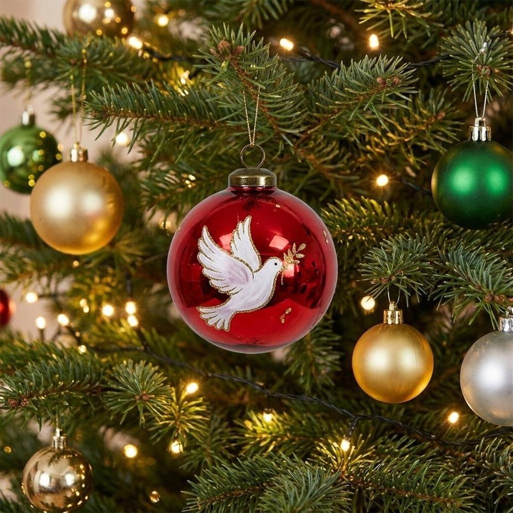 Pink And Red Glass Ball Ornament