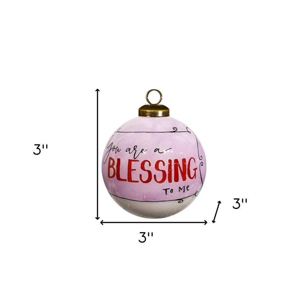Pink And Red Glass Ball Ornament