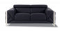 75" Black And Silver Italian Leather Loveseat