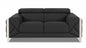 75" Gray And Silver Italian Leather Loveseat