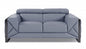 75" Light Blue And Black Italian Leather Loveseat