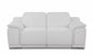 72" White And Silver Italian Leather Power Reclining Loveseat