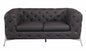 69" Brown And Silver Italian Leather Loveseat