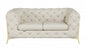 69" Beige And Gold Italian Leather Loveseat