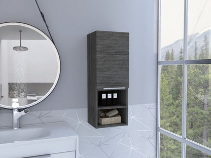 32" Smoky Gray Oak Accent Cabinet With Three Shelves