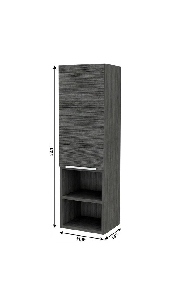 12" Gray Wood Floating Single Door Bathroom Vanity