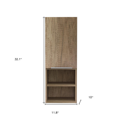 12" Wood Brown Standard Accent Cabinet With Four Shelves