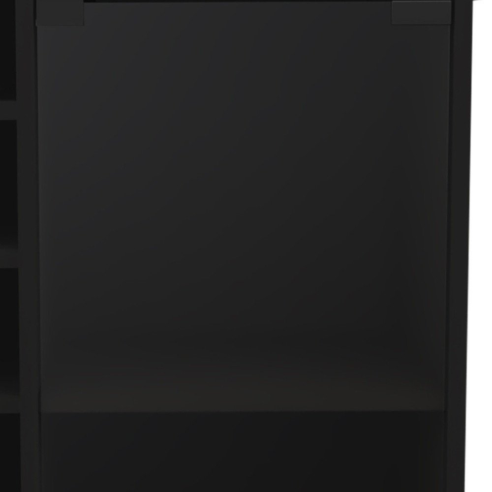 Black Rolling Bar Cart With Wine Storage