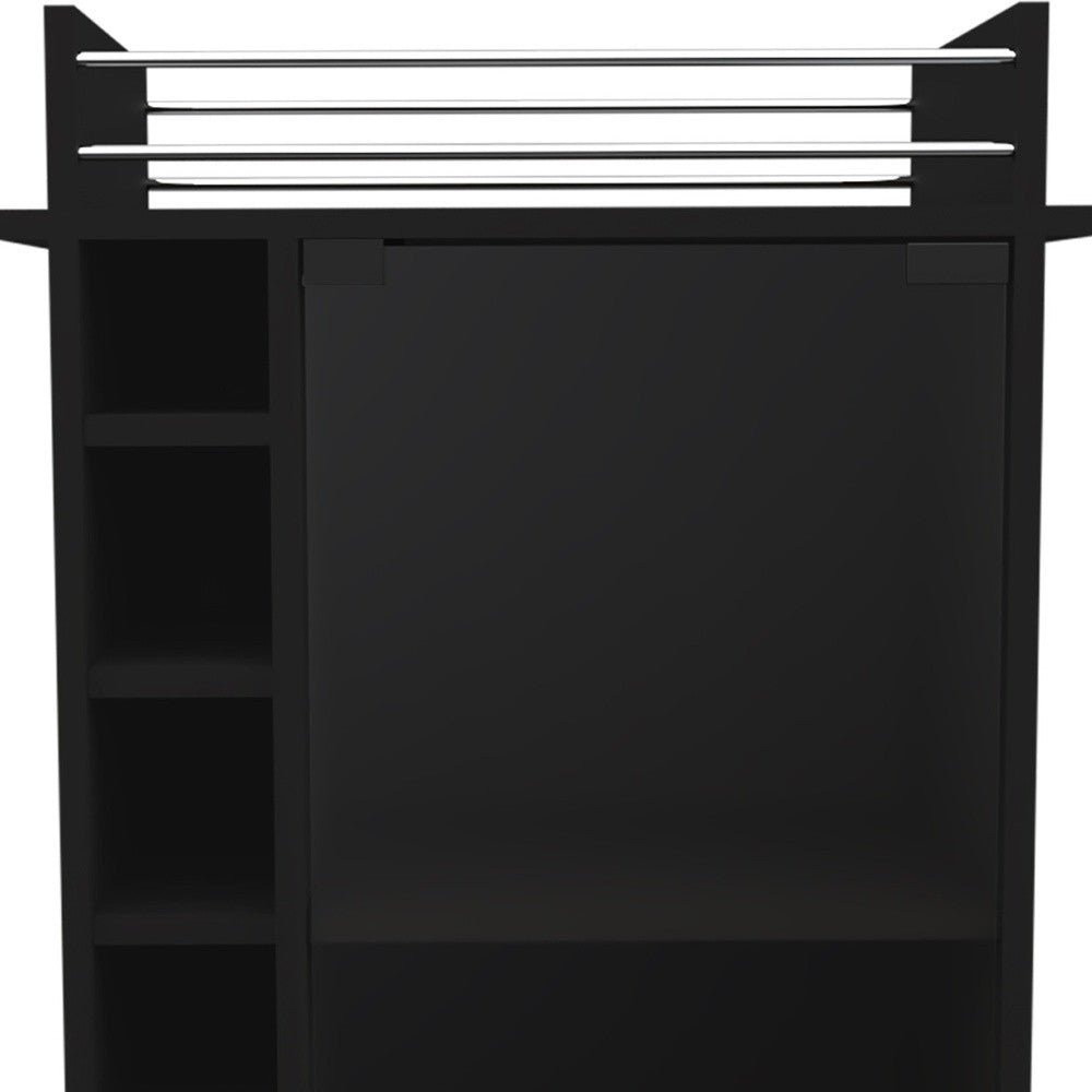 Black Rolling Bar Cart With Wine Storage