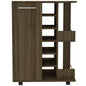 24" Walnut Wood Flat Door Rolling Kitchen Cart With Storage
