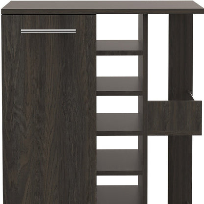 Espresso Rolling Bar Cart With Wine Storage