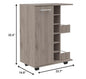 Light Gray Rolling Bar Cart With Wine Storage