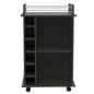 22" Espresso Wood Rolling Bar Cart With Wine Storage
