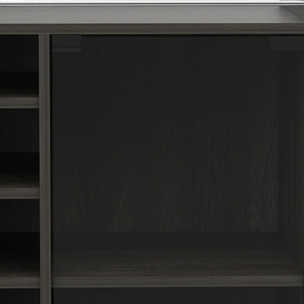 22" Espresso Wood Rolling Bar Cart With Wine Storage