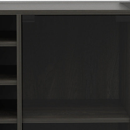 22" Espresso Wood Rolling Bar Cart With Wine Storage