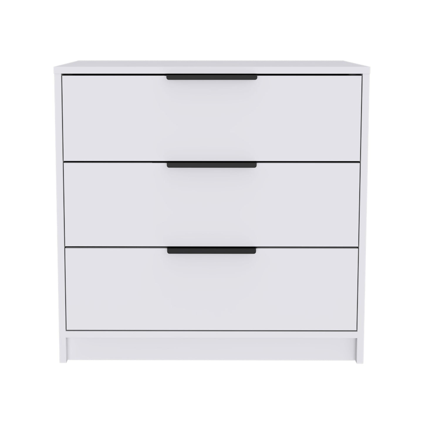 28" White Manufactured Wood Three Drawer Dresser