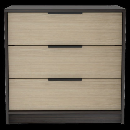 28" Brown And Black Wood Three Drawer Dresser