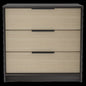 28" Brown And Black Wood Three Drawer Dresser