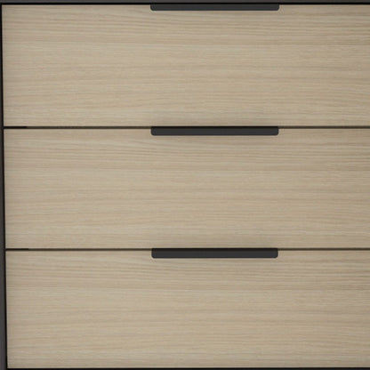 28" Brown And Black Wood Three Drawer Dresser