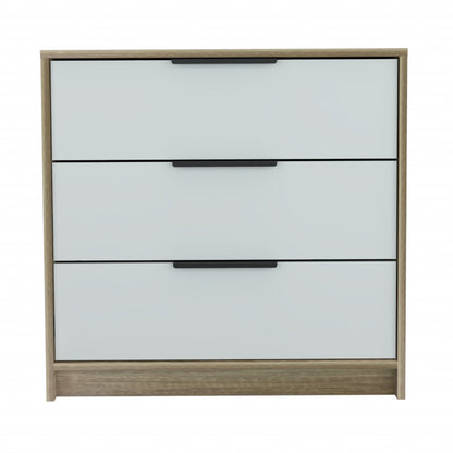 28" Light Oak And White Three Drawer Dresser