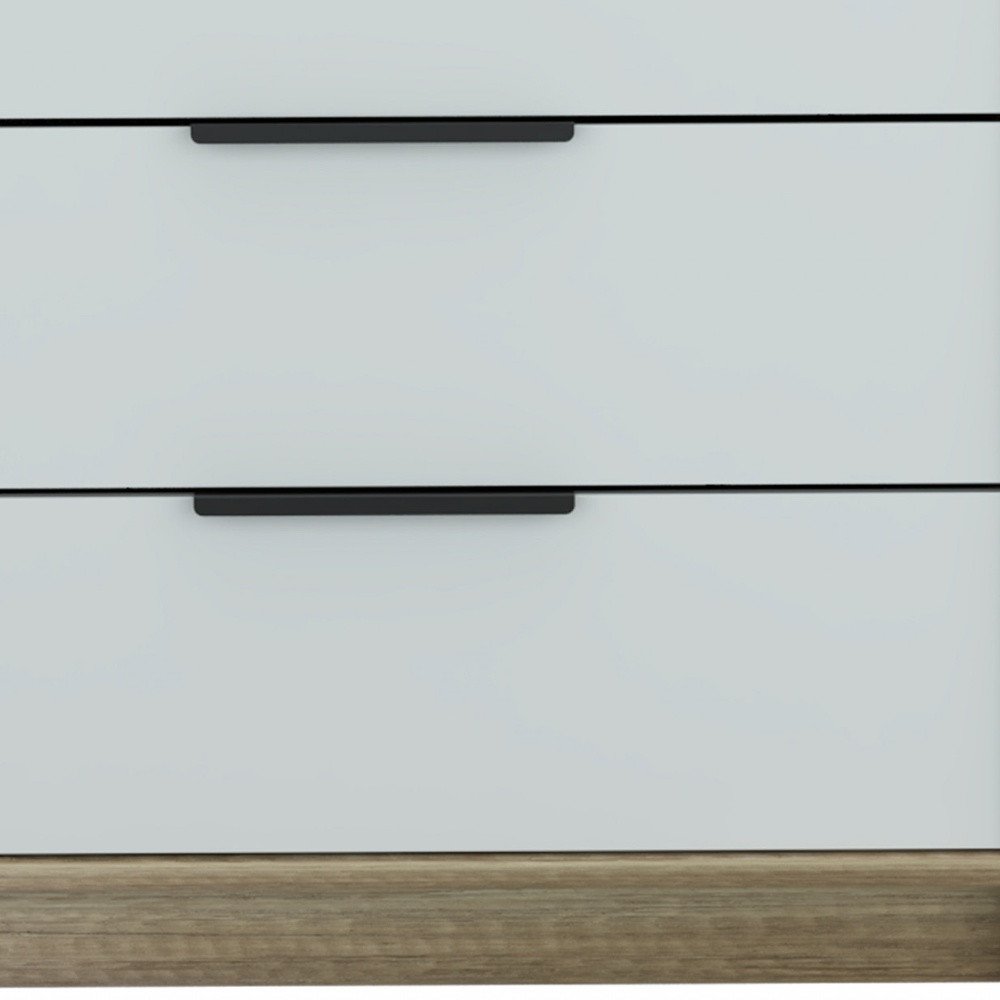 28" Brown And White Wood Three Drawer Dresser