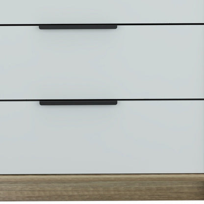 28" Brown And White Three Drawer Dresser