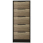 42" Black And Light Oak Manufactured Wood Five Drawer Chest
