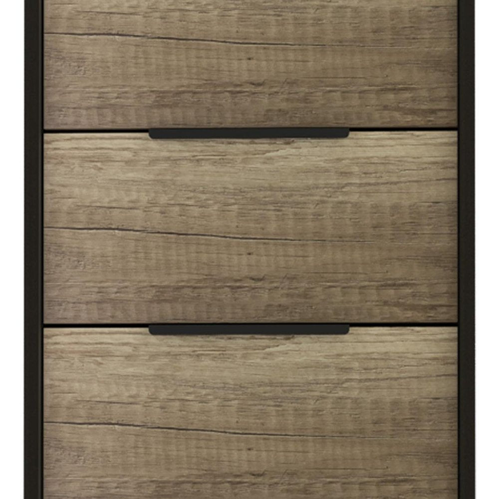 18" Black And Brown Wood Five Drawer Dresser