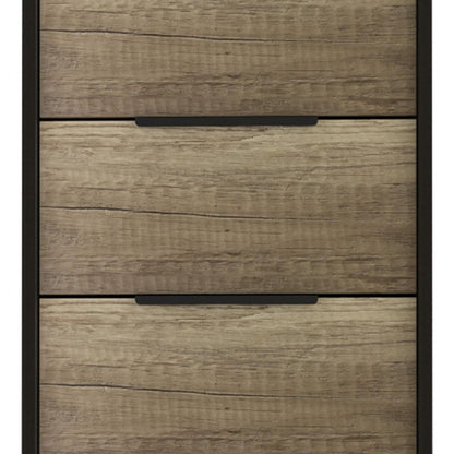 18" Black And Brown Wood Five Drawer Dresser