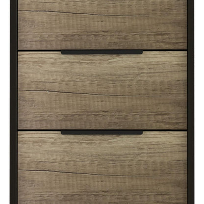 18" Black And Brown Wood Five Drawer Dresser