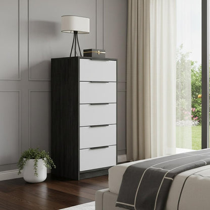 18" White Manufactured Wood Five Drawer Chest