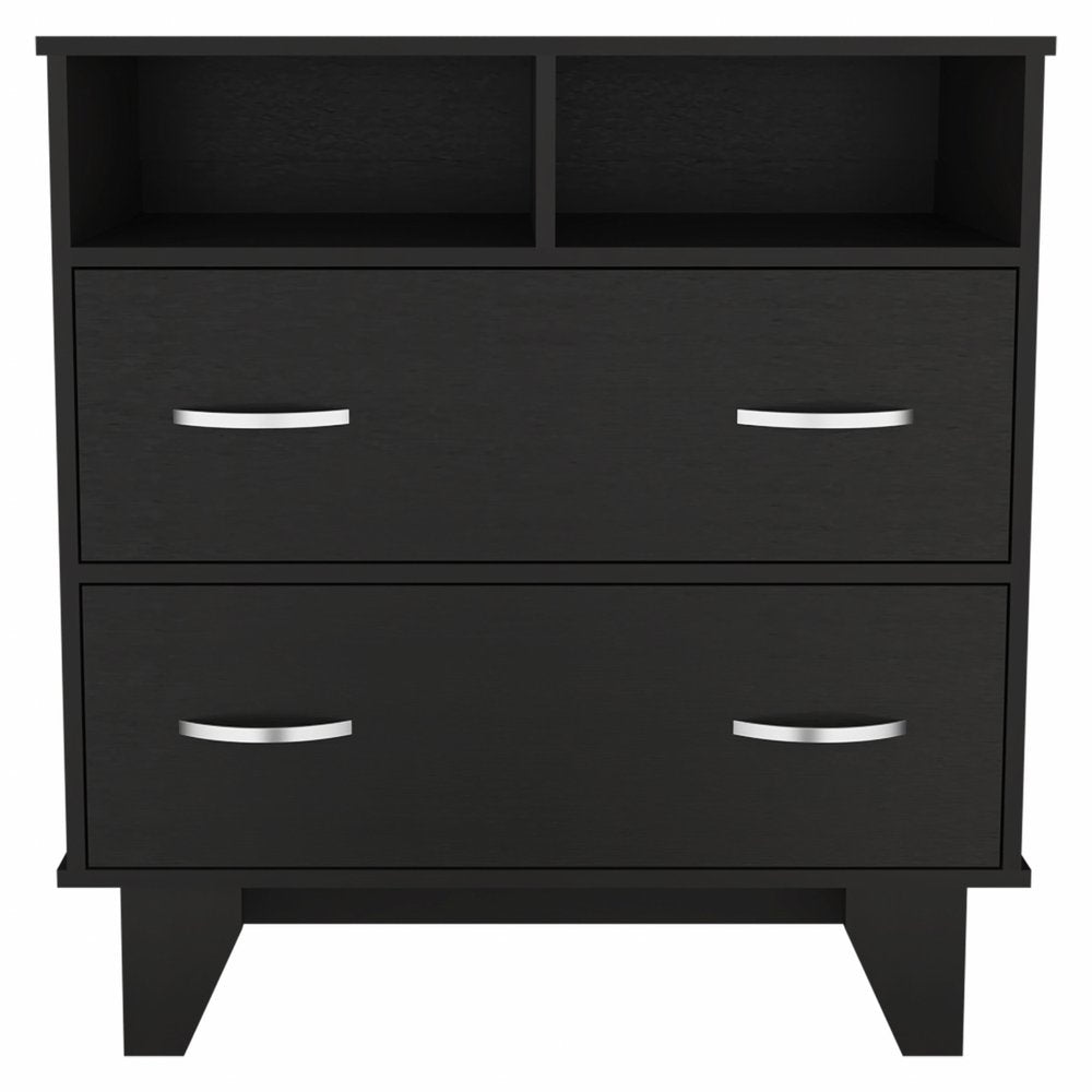 32" Black Wood Two Drawer Dresser
