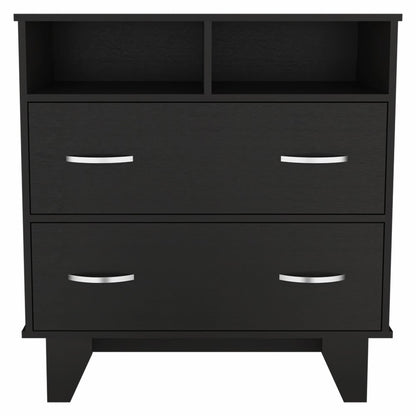 32" Black Wood Two Drawer Dresser