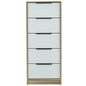 18" Brown And White Five Drawer Chest