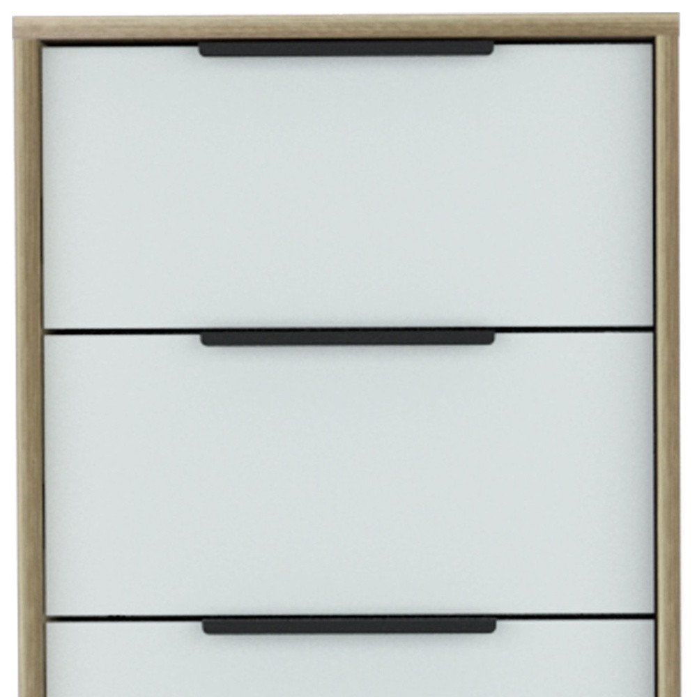 18" Brown And White Five Drawer Chest