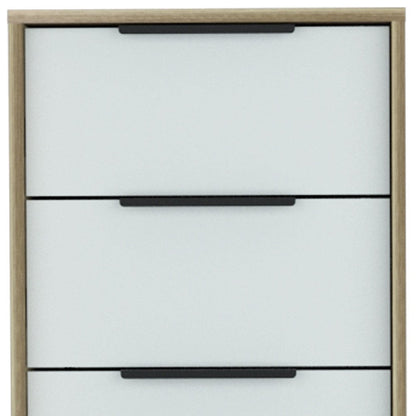 18" Brown And White Five Drawer Chest