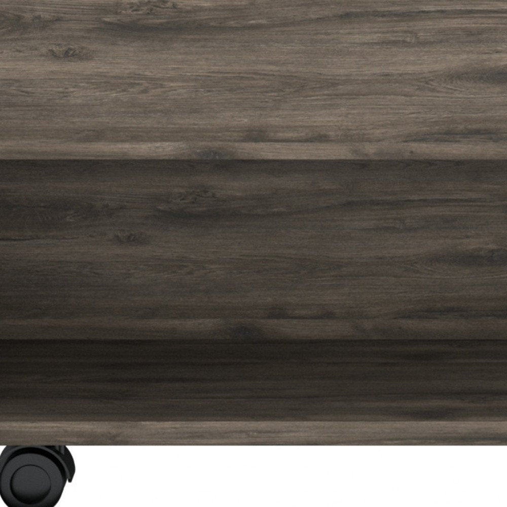 22" Dark Brown Manufactured Wood Rectangular Lift Top Coffee Table With Drawer