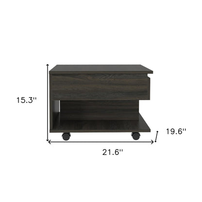 22" Carbon Espresso Manufactured Wood Rectangular Coffee Table With Drawer