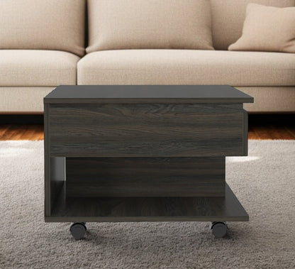 22" Carbon Espresso Manufactured Wood Rectangular Coffee Table With Drawer