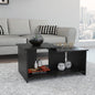 35" Black Wood Abstract Coffee Table