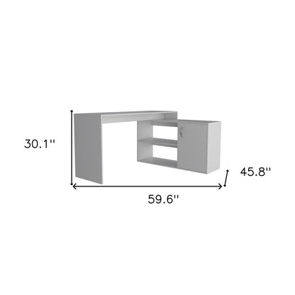 60" White L Shape Computer Desk