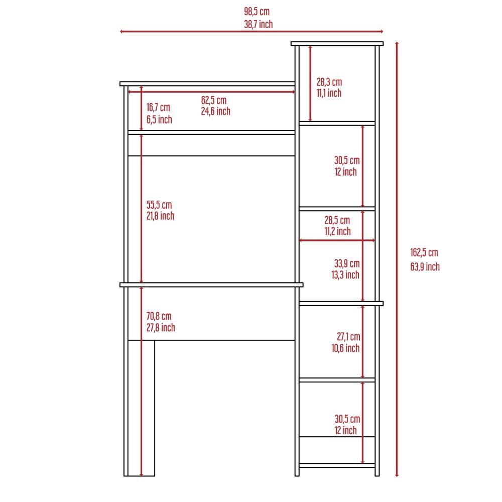 40" Natural Computer Desk With Hutch