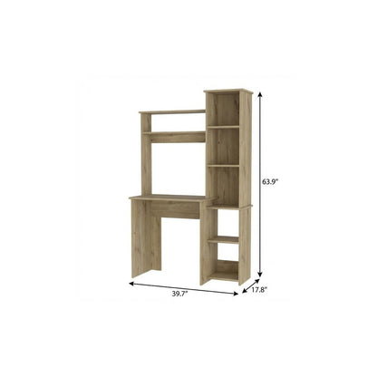 40" Natural Computer Desk With Hutch