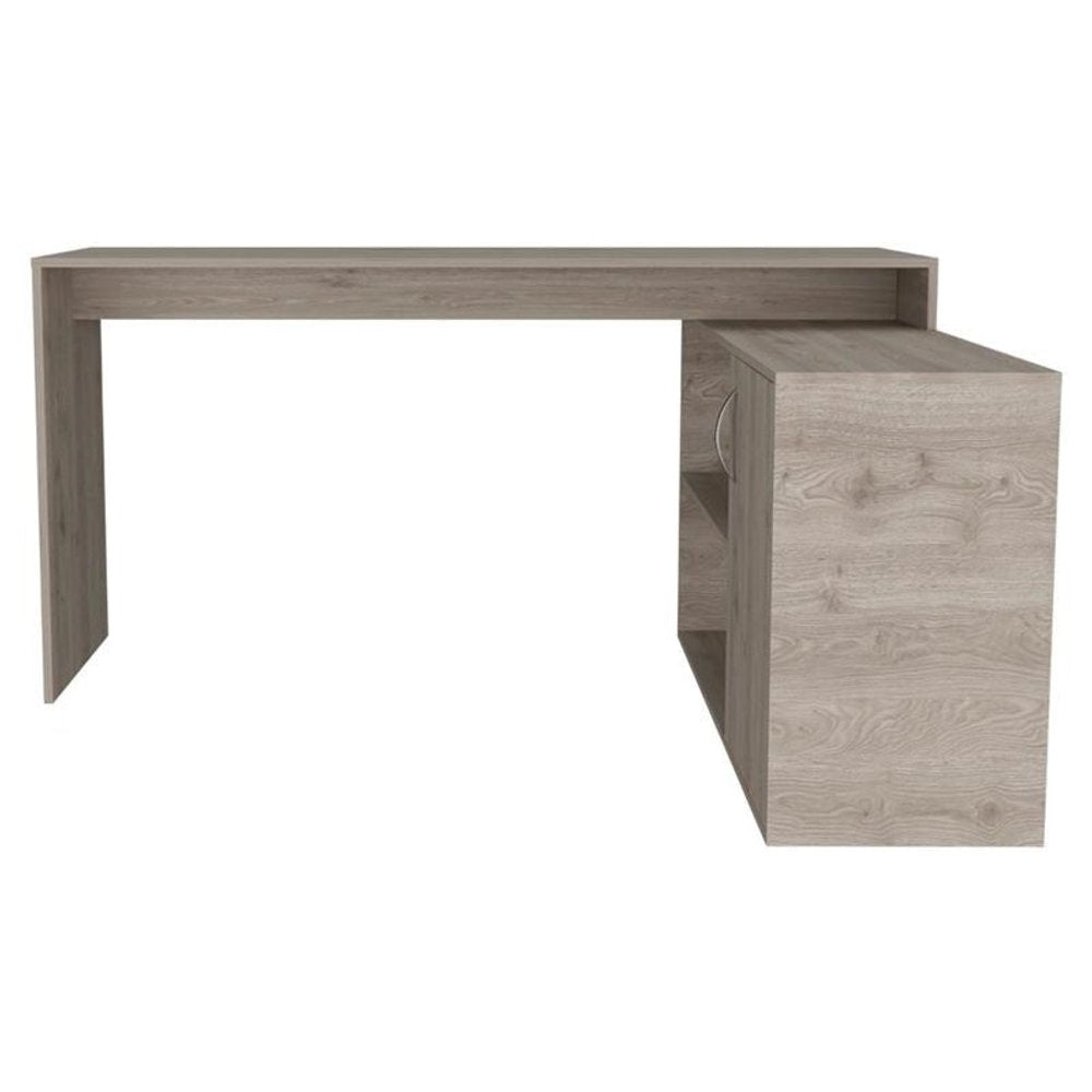 60" Light Gray L Shape Computer Desk