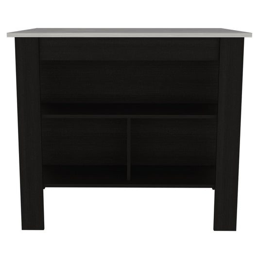 41" Ivory And Black Wood Kitchen Island With Storage